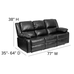 English Elm Harmony Series Comfort Reclining Sofa with Plush Cushions, Built-In Recliners & Durable Upholstery Black LeatherSoft BT-70597-SOF-GG