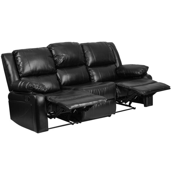 English Elm Harmony Series Comfort Reclining Sofa with Plush Cushions, Built-In Recliners & Durable Upholstery Black LeatherSoft BT-70597-SOF-GG
