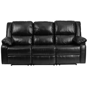 English Elm Harmony Series Comfort Reclining Sofa with Plush Cushions, Built-In Recliners & Durable Upholstery Black LeatherSoft BT-70597-SOF-GG