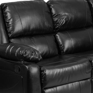 English Elm Harmony Series Comfort Reclining Sofa with Plush Cushions, Built-In Recliners & Durable Upholstery Black LeatherSoft BT-70597-SOF-GG
