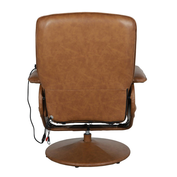 English Elm Cason Massaging Adjustable Recliner with Ottoman, 360° Swivel, Deep Pockets & Heat for Relaxation Brown BT-753P-MASSAGE-CGN-GG