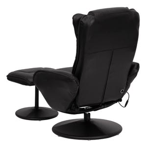 English Elm Poppy Massaging Multi-Position Recliner with Ottoman – Therapeutic Comfort for Home and Office Relaxation Black BT-7672-MASSAGE-BK-GG
