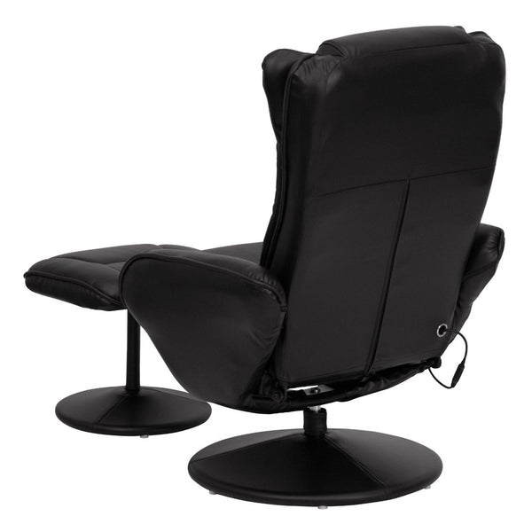English Elm Poppy Massaging Multi-Position Recliner with Ottoman – Therapeutic Comfort for Home and Office Relaxation Black BT-7672-MASSAGE-BK-GG