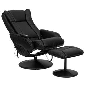 English Elm Poppy Massaging Multi-Position Recliner with Ottoman – Therapeutic Comfort for Home and Office Relaxation Black BT-7672-MASSAGE-BK-GG