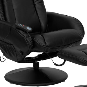 English Elm Poppy Massaging Multi-Position Recliner with Ottoman – Therapeutic Comfort for Home and Office Relaxation Black BT-7672-MASSAGE-BK-GG