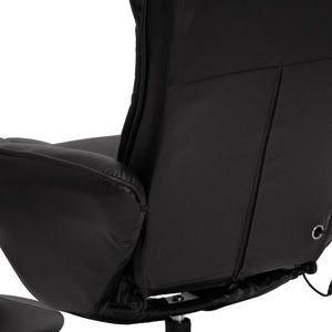 English Elm Poppy Massaging Multi-Position Recliner with Ottoman – Therapeutic Comfort for Home and Office Relaxation Black BT-7672-MASSAGE-BK-GG