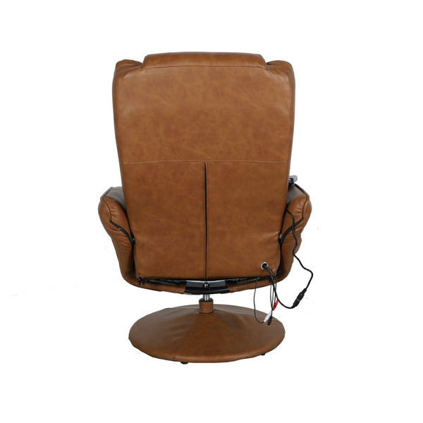 English Elm Poppy Massaging Multi-Position Recliner with Ottoman – Therapeutic Comfort for Home and Office Relaxation Brown BT-7672-MASSAGE-CGN-GG