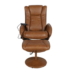 English Elm Poppy Massaging Multi-Position Recliner with Ottoman – Therapeutic Comfort for Home and Office Relaxation Brown BT-7672-MASSAGE-CGN-GG