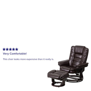 English Elm Bali Contemporary Recliner with Ottoman Set - Plush Comfort, Swivel Mahogany Base, Modern Style Brown BT-7818-BN-GG