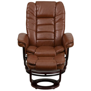 English Elm Bali Contemporary Recliner with Ottoman Set - Plush Comfort, Swivel Mahogany Base, Modern Style Brown Vintage BT-7818-VIN-GG