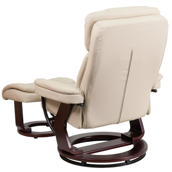 English Elm Allie Recliner Chair with Ottoman Set - Luxurious LeatherSoft Upholstery for Ultimate Comfort & Style Beige BT-7821-BGE-GG