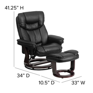 English Elm Allie Recliner Chair with Ottoman Set - Luxurious LeatherSoft Upholstery for Ultimate Comfort & Style Black BT-7821-BK-GG