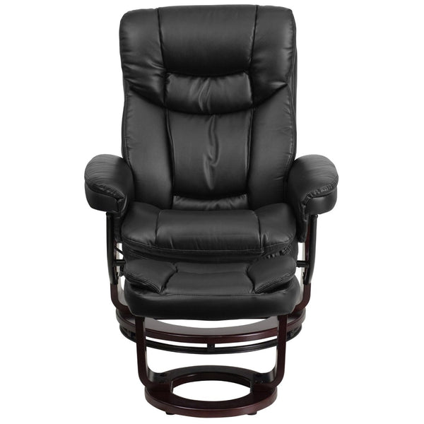 English Elm Allie Recliner Chair with Ottoman Set - Luxurious LeatherSoft Upholstery for Ultimate Comfort & Style Black BT-7821-BK-GG