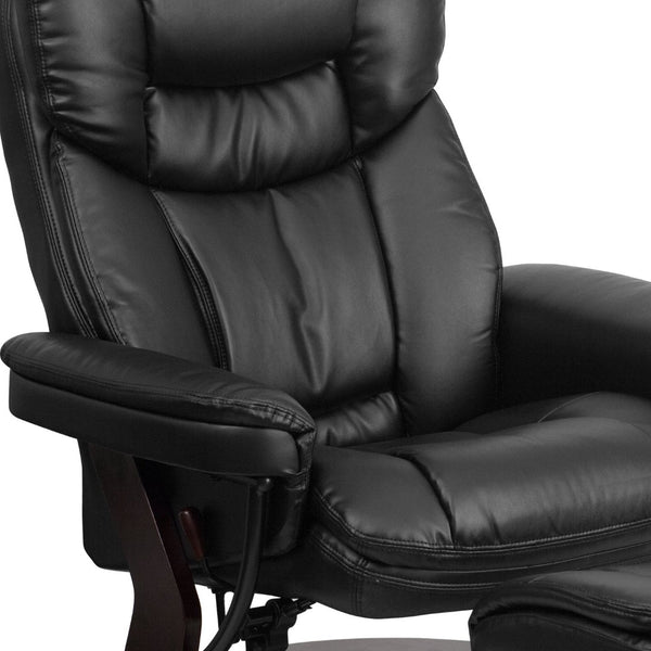 English Elm Allie Recliner Chair with Ottoman Set - Luxurious LeatherSoft Upholstery for Ultimate Comfort & Style Black BT-7821-BK-GG
