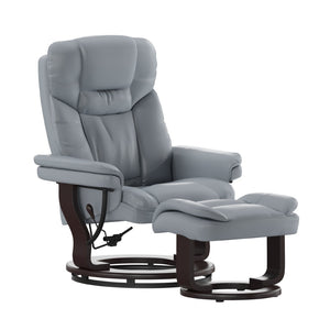 English Elm Allie Recliner Chair with Ottoman Set - Luxurious LeatherSoft Upholstery for Ultimate Comfort & Style Gray BT-7821-GY-GG
