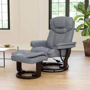 English Elm Allie Recliner Chair with Ottoman Set - Luxurious LeatherSoft Upholstery for Ultimate Comfort & Style Gray BT-7821-GY-GG