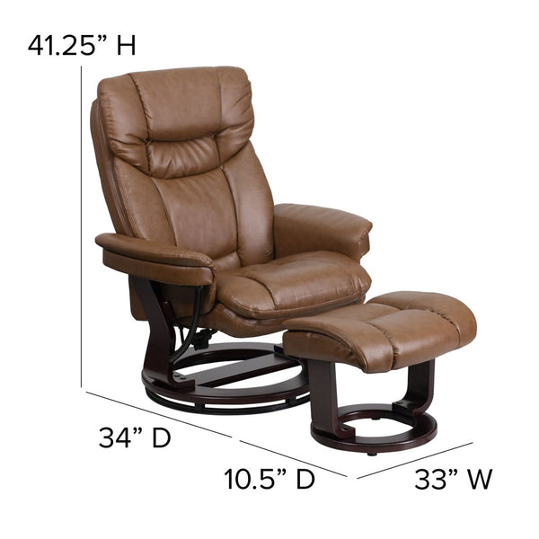 English Elm Allie Recliner Chair with Ottoman Set - Luxurious LeatherSoft Upholstery for Ultimate Comfort & Style Palimino BT-7821-PALIMINO-GG