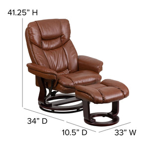 English Elm Allie Recliner Chair with Ottoman Set - Luxurious LeatherSoft Upholstery for Ultimate Comfort & Style Brown Vintage BT-7821-VIN-GG