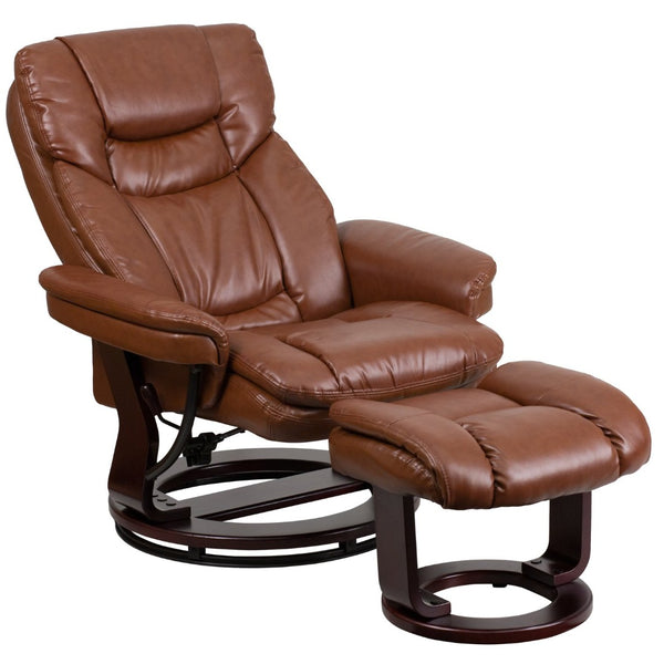 English Elm Allie Recliner Chair with Ottoman Set - Luxurious LeatherSoft Upholstery for Ultimate Comfort & Style Brown Vintage BT-7821-VIN-GG