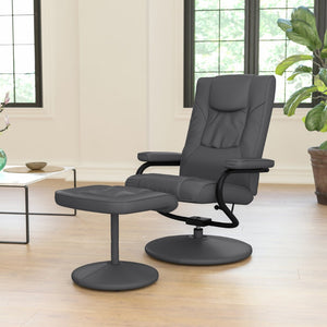 English Elm Rachel Contemporary Multi-Position Recliner & Ottoman Set - Ergonomic Comfort & Stylish Design Gray BT-7862-GY-GG