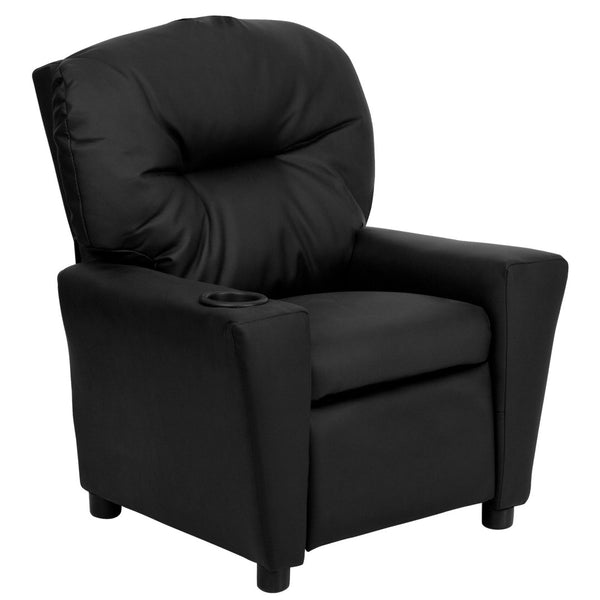 English Elm Chandler Cozy Kids Recliner with Cup Holder - Perfect for Gaming, Movies, and Relaxation Time Black LeatherSoft BT-7950-KID-BK-LEA-GG