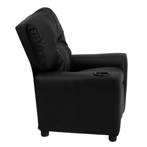 English Elm Chandler Cozy Kids Recliner with Cup Holder - Perfect for Gaming, Movies, and Relaxation Time Black LeatherSoft BT-7950-KID-BK-LEA-GG