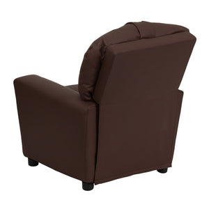 English Elm Chandler Cozy Kids Recliner with Cup Holder - Perfect for Gaming, Movies, and Relaxation Time Brown LeatherSoft BT-7950-KID-BRN-LEA-GG