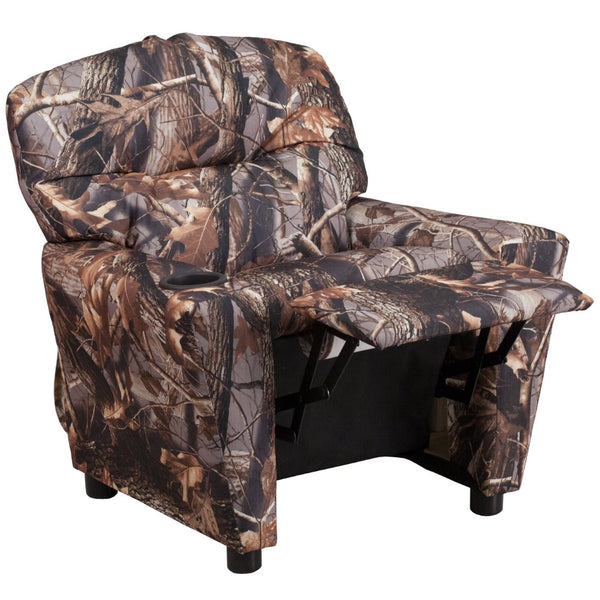 English Elm Chandler Cozy Kids Recliner with Cup Holder - Perfect for Gaming, Movies, and Relaxation Time Camouflage Fabric BT-7950-KID-CAMO-GG