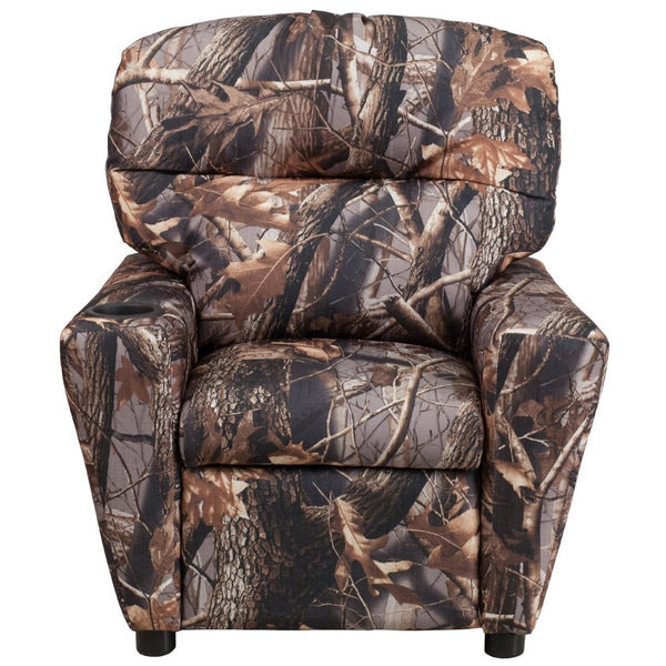 English Elm Chandler Cozy Kids Recliner with Cup Holder - Perfect for Gaming, Movies, and Relaxation Time Camouflage Fabric BT-7950-KID-CAMO-GG