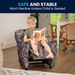 English Elm Chandler Cozy Kids Recliner with Cup Holder - Perfect for Gaming, Movies, and Relaxation Time Camouflage Fabric BT-7950-KID-CAMO-GG