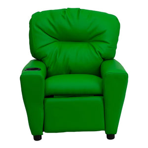 English Elm Chandler Cozy Kids Recliner with Cup Holder - Perfect for Gaming, Movies, and Relaxation Time Green Vinyl BT-7950-KID-GRN-GG