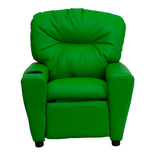 English Elm Chandler Cozy Kids Recliner with Cup Holder - Perfect for Gaming, Movies, and Relaxation Time Green Vinyl BT-7950-KID-GRN-GG