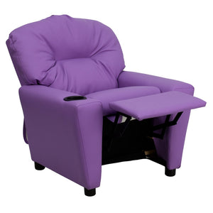 English Elm Chandler Cozy Kids Recliner with Cup Holder - Perfect for Gaming, Movies, and Relaxation Time Lavender Vinyl BT-7950-KID-LAV-GG