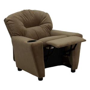 English Elm Chandler Cozy Kids Recliner with Cup Holder - Perfect for Gaming, Movies, and Relaxation Time Brown Microfiber BT-7950-KID-MIC-BRWN-GG