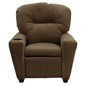English Elm Chandler Cozy Kids Recliner with Cup Holder - Perfect for Gaming, Movies, and Relaxation Time Brown Microfiber BT-7950-KID-MIC-BRWN-GG