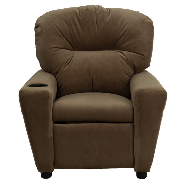 English Elm Chandler Cozy Kids Recliner with Cup Holder - Perfect for Gaming, Movies, and Relaxation Time Brown Microfiber BT-7950-KID-MIC-BRWN-GG