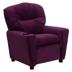 English Elm Chandler Cozy Kids Recliner with Cup Holder - Perfect for Gaming, Movies, and Relaxation Time Purple Microfiber BT-7950-KID-MIC-PUR-GG