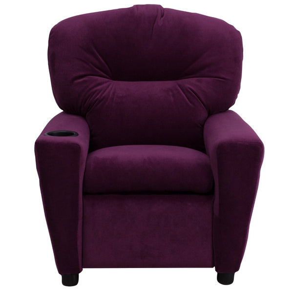 English Elm Chandler Cozy Kids Recliner with Cup Holder - Perfect for Gaming, Movies, and Relaxation Time Purple Microfiber BT-7950-KID-MIC-PUR-GG