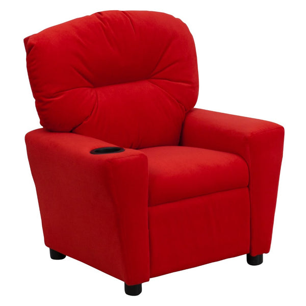 English Elm Chandler Cozy Kids Recliner with Cup Holder - Perfect for Gaming, Movies, and Relaxation Time Red Microfiber BT-7950-KID-MIC-RED-GG