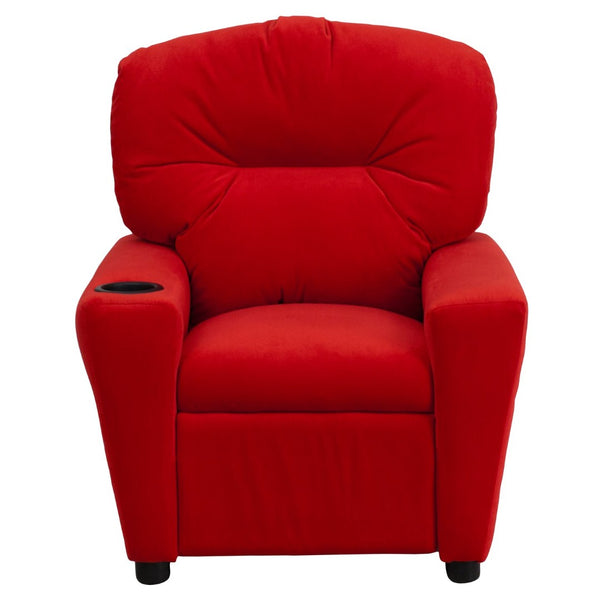 English Elm Chandler Cozy Kids Recliner with Cup Holder - Perfect for Gaming, Movies, and Relaxation Time Red Microfiber BT-7950-KID-MIC-RED-GG