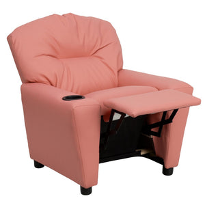 English Elm Chandler Cozy Kids Recliner with Cup Holder - Perfect for Gaming, Movies, and Relaxation Time Pink Vinyl BT-7950-KID-PINK-GG