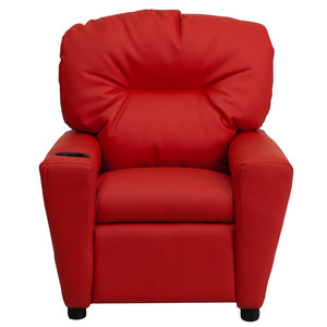 English Elm Chandler Cozy Kids Recliner with Cup Holder - Perfect for Gaming, Movies, and Relaxation Time Red Vinyl BT-7950-KID-RED-GG