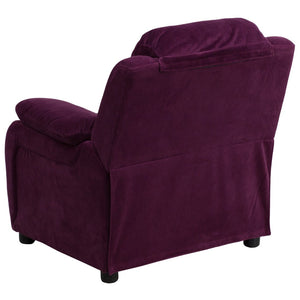 English Elm Charlie Deluxe Padded Kids Recliner with Storage Arms, Cozy Comfort for Playrooms & Living Spaces Purple Microfiber BT-7985-KID-MIC-PUR-GG