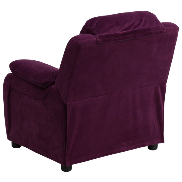 English Elm Charlie Deluxe Padded Kids Recliner with Storage Arms, Cozy Comfort for Playrooms & Living Spaces Purple Microfiber BT-7985-KID-MIC-PUR-GG
