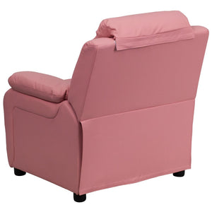 English Elm Charlie Deluxe Padded Kids Recliner with Storage Arms, Cozy Comfort for Playrooms & Living Spaces Pink Vinyl BT-7985-KID-PINK-GG