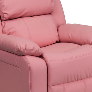 English Elm Charlie Deluxe Padded Kids Recliner with Storage Arms, Cozy Comfort for Playrooms & Living Spaces Pink Vinyl BT-7985-KID-PINK-GG