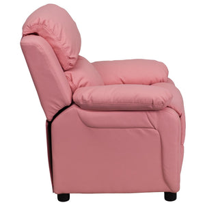 English Elm Charlie Deluxe Padded Kids Recliner with Storage Arms, Cozy Comfort for Playrooms & Living Spaces Pink Vinyl BT-7985-KID-PINK-GG