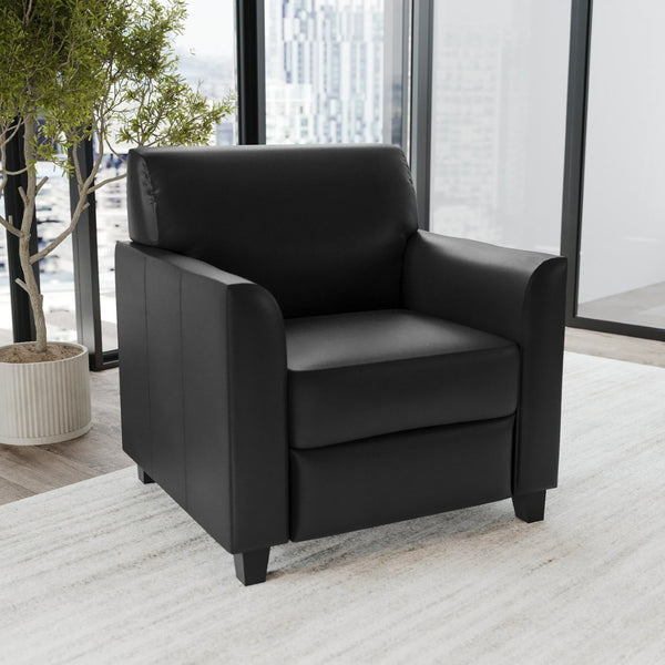 English Elm HERCULES Diplomat Series LeatherSoft Chair - Stylish Comfort for Offices, Waiting Rooms, and Homes Black BT-827-1-BK-GG