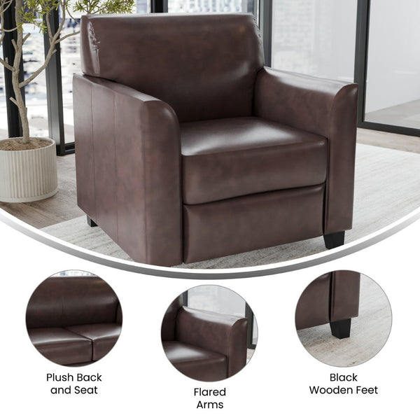 English Elm HERCULES Diplomat Series LeatherSoft Chair - Stylish Comfort for Offices, Waiting Rooms, and Homes Brown BT-827-1-BN-GG