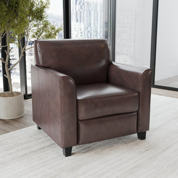 English Elm HERCULES Diplomat Series LeatherSoft Chair - Stylish Comfort for Offices, Waiting Rooms, and Homes Brown BT-827-1-BN-GG